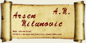 Arsen Milunović vizit kartica